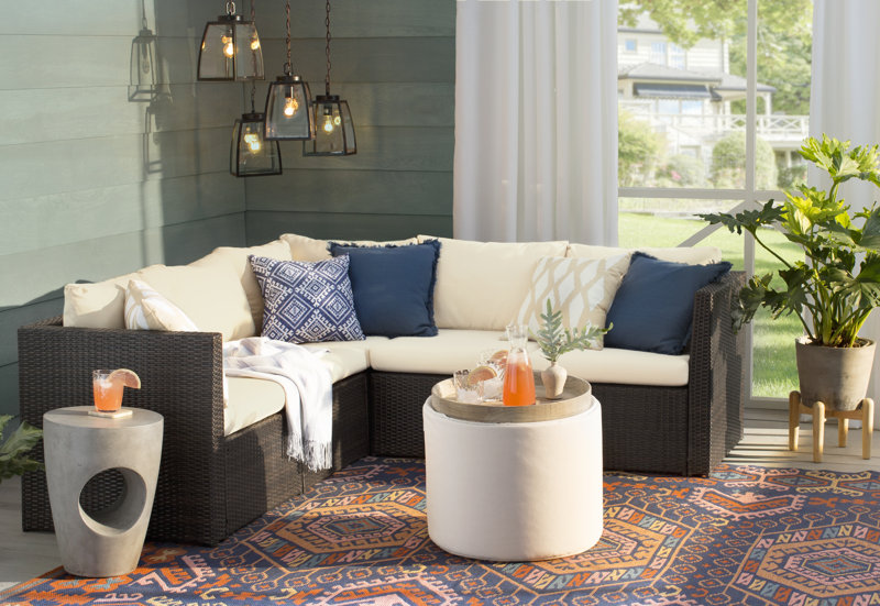 Mercury Row Lachesis Patio Sectional with Cushions & Reviews Wayfair